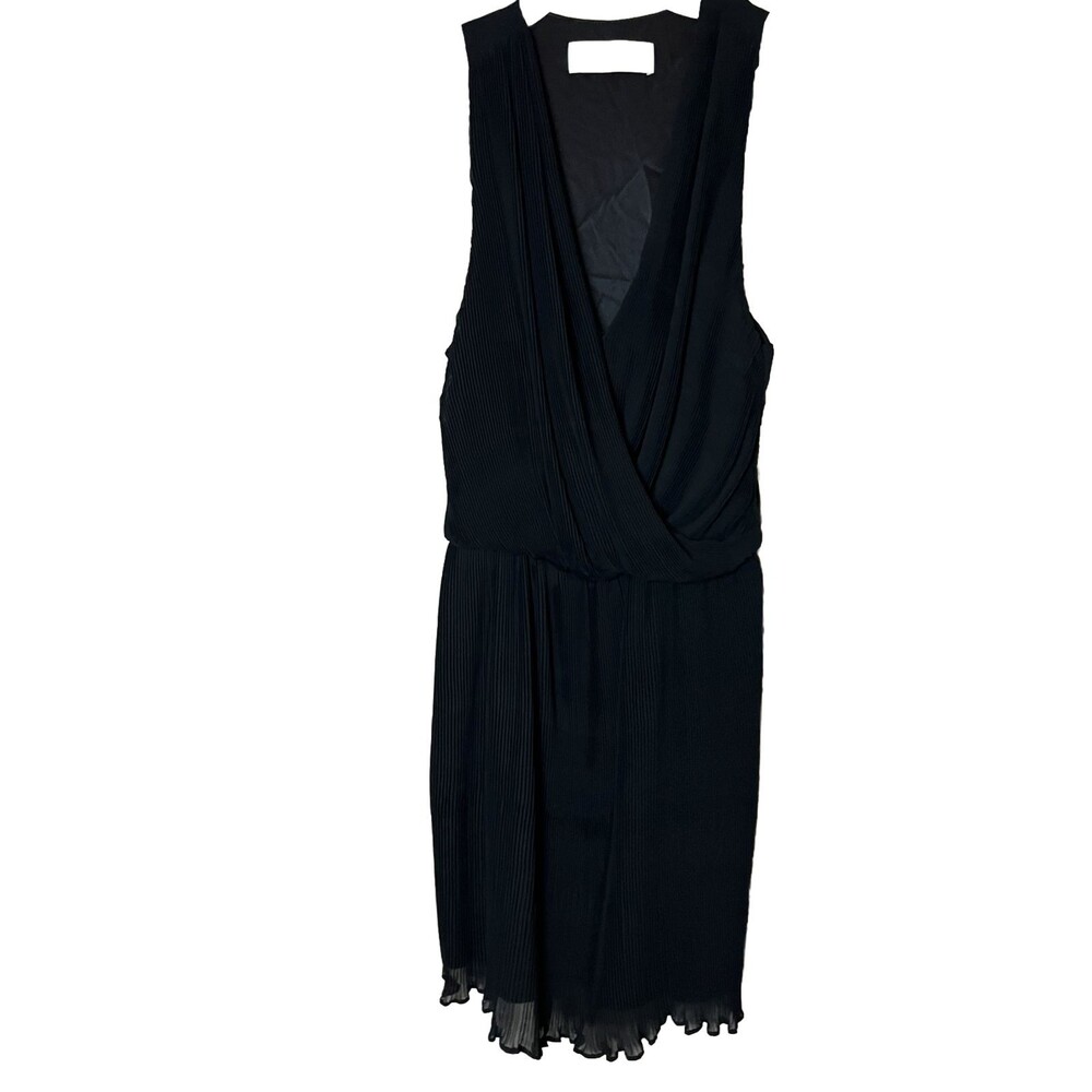 Amanda Uprichard Micro Pleated Silk Dress Size P XS Black Little Black Dress